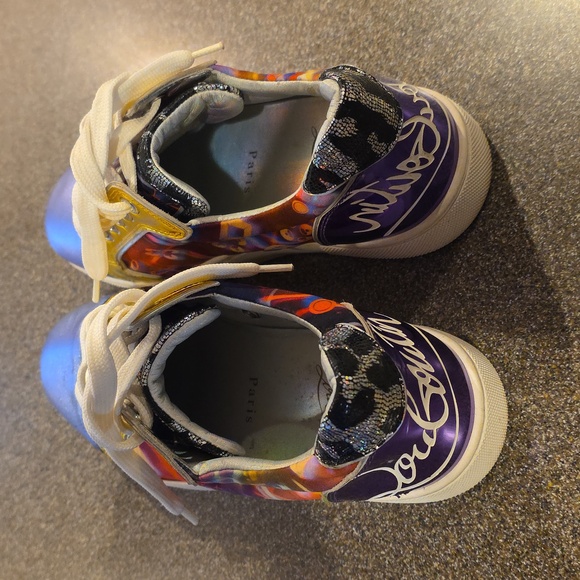 Christian Louboutin Gold and Blue Women's Sneakers - Picture 3 of 3